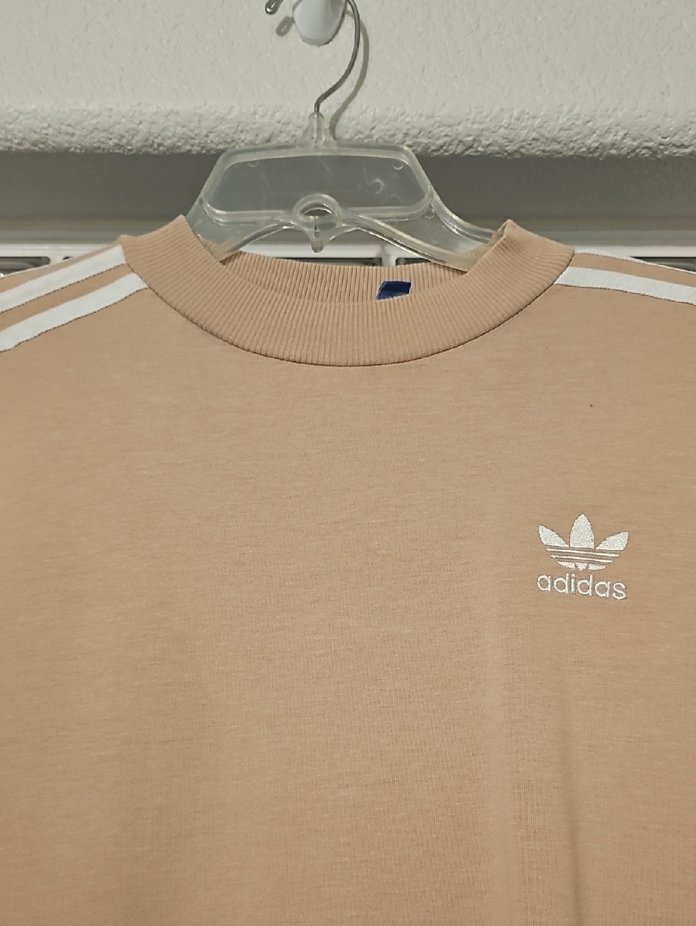 adidas Beige Long Sleeve Sweatshirt Dress with White Stripes - Picture 6 of 11